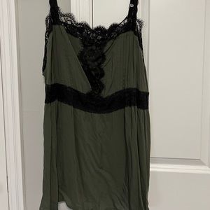 Green tank with lace